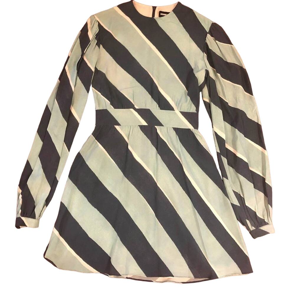 House of Holland Diagonal Stripe Mini Dress Teal